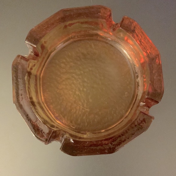 Heavy Vintage Amber Glass Ashtray - Picture 2 of 4